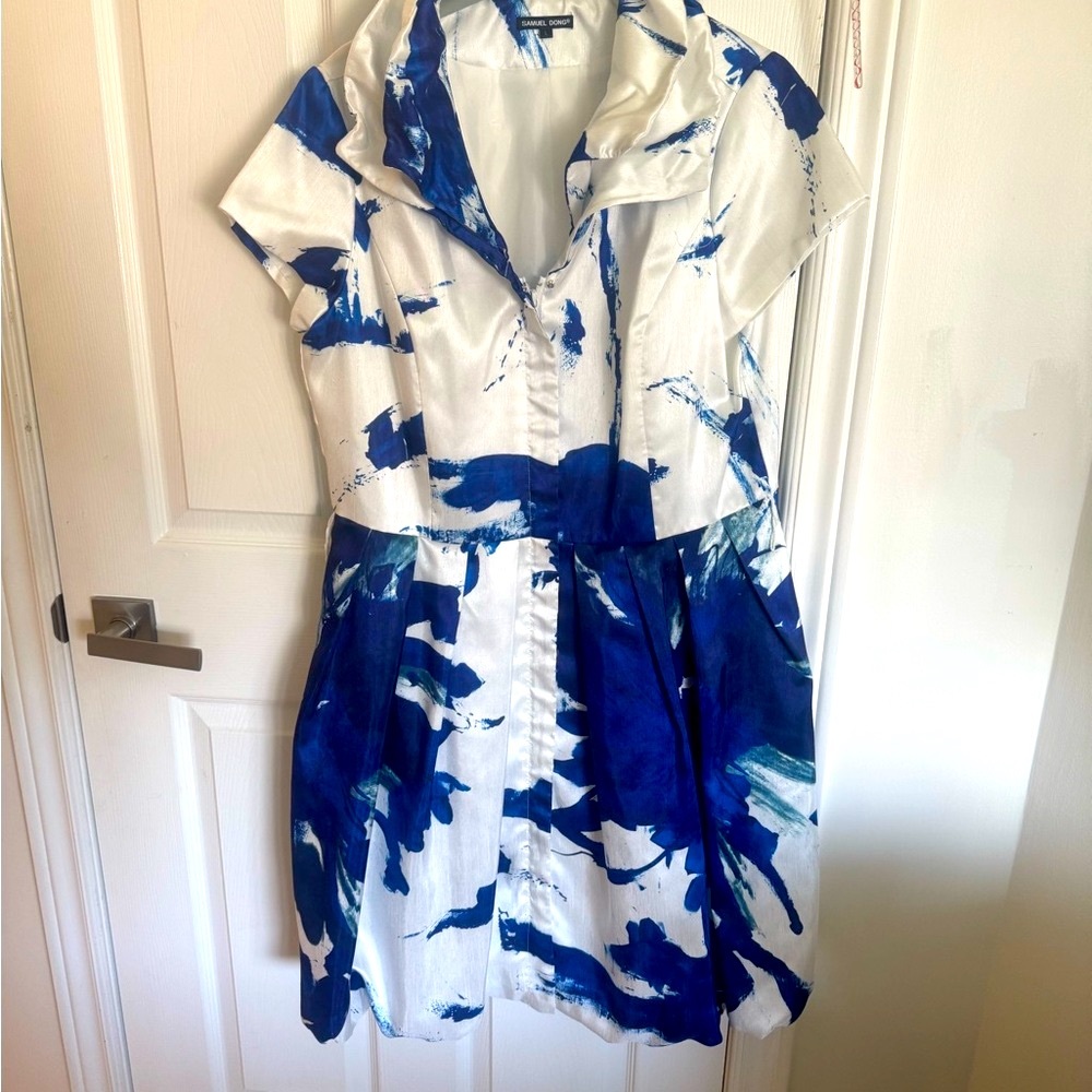 Blue and White Abstract Dress